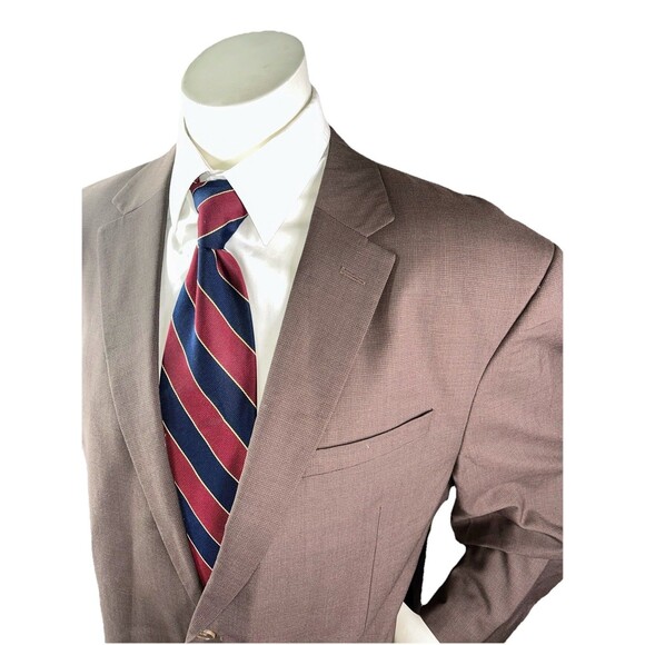 Prontomodo Europa Men 2pc Suit 100% Merino Wool 50R 44x27 Brown Micro Check - Picture 2 of 16